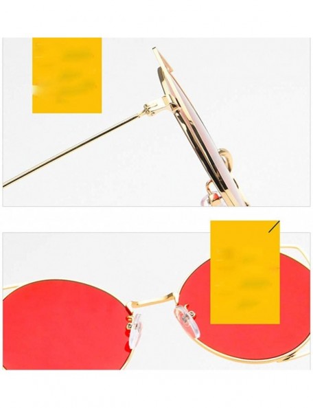 Round Small Polarized Round Sunglasses for Women Vintage Double Bridge Frame - Red - CO199L0NRZY $7.79