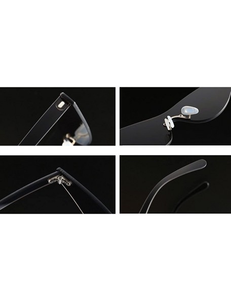 Rimless Triangle Cat Eye Sunglasses Women Rimless Sun Glasses Female Accessories - Silver Mirror - CC18EIL9ES3 $11.23