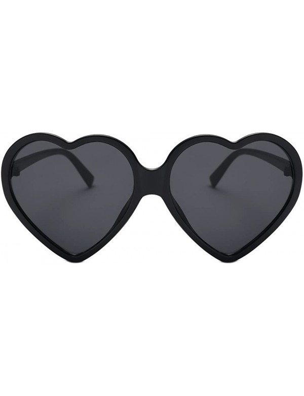 Round Fashion Women Unisex Heart-shaped Shades UV Mirror Sunglasses Eyewear - Black - CJ18Q3SHLIE $9.09