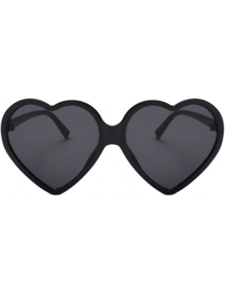 Round Fashion Women Unisex Heart-shaped Shades UV Mirror Sunglasses Eyewear - Black - CJ18Q3SHLIE $9.09