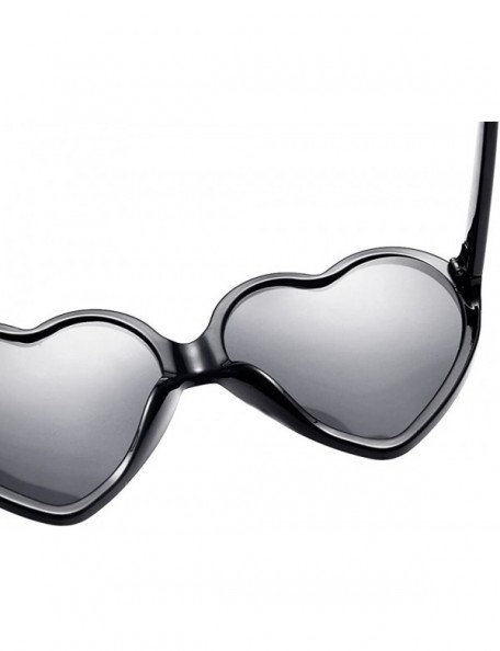 Round Fashion Women Unisex Heart-shaped Shades UV Mirror Sunglasses Eyewear - Black - CJ18Q3SHLIE $9.09