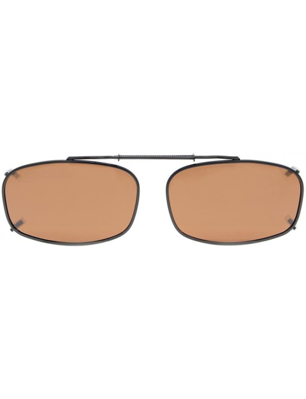 Rectangular Metal Frame Rim Polarized Lens Clip On Sunglasses 2 1/8"x1 3/8" - Brown - C112NG0UM5H $11.11