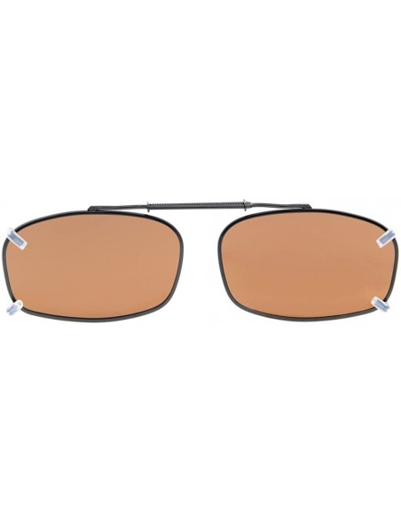 Rectangular Metal Frame Rim Polarized Lens Clip On Sunglasses 2 1/8"x1 3/8" - Brown - C112NG0UM5H $11.11