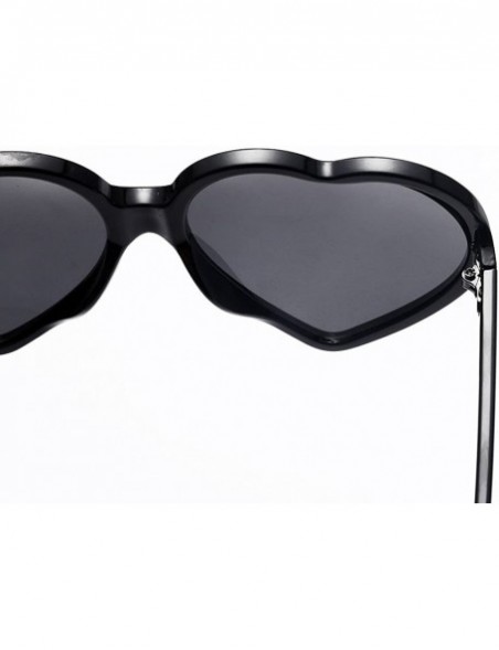 Round Fashion Women Unisex Heart-shaped Shades UV Mirror Sunglasses Eyewear - Black - CJ18Q3SHLIE $9.09