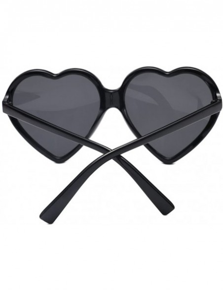 Round Fashion Women Unisex Heart-shaped Shades UV Mirror Sunglasses Eyewear - Black - CJ18Q3SHLIE $9.09