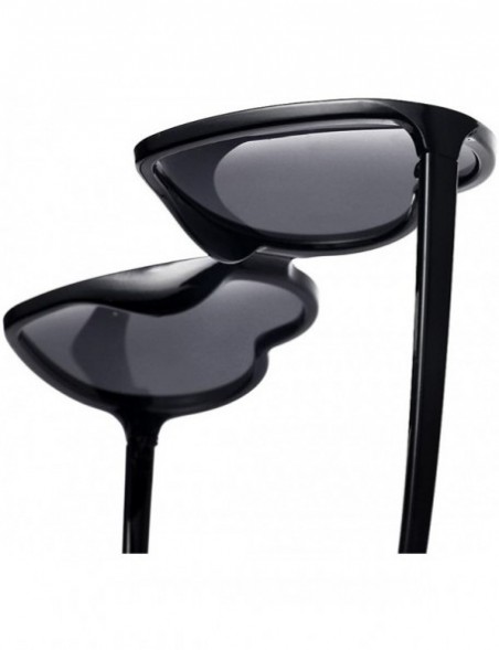 Round Fashion Women Unisex Heart-shaped Shades UV Mirror Sunglasses Eyewear - Black - CJ18Q3SHLIE $9.09