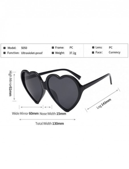 Round Fashion Women Unisex Heart-shaped Shades UV Mirror Sunglasses Eyewear - Black - CJ18Q3SHLIE $9.09