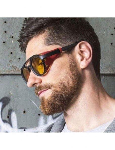 Goggle Steampunk Goggles Sunglasses Men Women Retro Shades UV400 Vintage Glasses 45746 - C1 Bright Black - CG18WMXZLAE $31.63