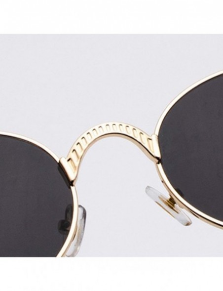 Round Steampunk Round Sunglasses Women Retro Metal Oval Vintage Sun Glasses for Men - Full Black - CD18SS8UZOD $11.41