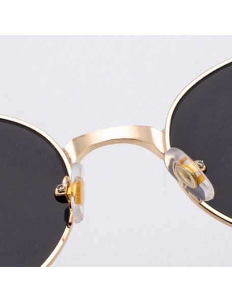 Round Steampunk Round Sunglasses Women Retro Metal Oval Vintage Sun Glasses for Men - Full Black - CD18SS8UZOD $11.41