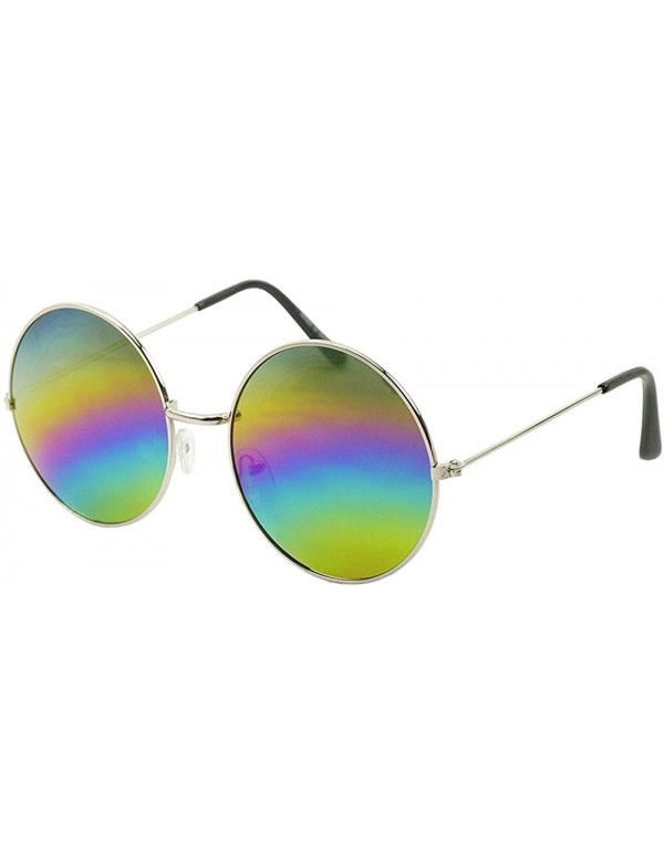 Oversized Men Women Round Sunglasses Oversized Flat Color Lens Crystal Colorful Frame Fashion Shades - CI182OSXK0K $7.78