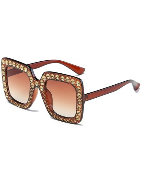 Square Women Sunglasses Crystal Brand Designer Oversized Square Sunglasses - C8 - CK18CQLL2TK $8.44