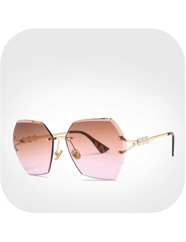 Semi-rimless 2019 Square RimlPearl Sunglasses Retro Women Er Trendy Gradient Polygon Sun Glasses Female UV400 G23023 - C3198A...