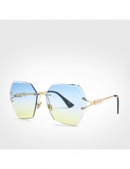 Semi-rimless 2019 Square RimlPearl Sunglasses Retro Women Er Trendy Gradient Polygon Sun Glasses Female UV400 G23023 - C3198A...