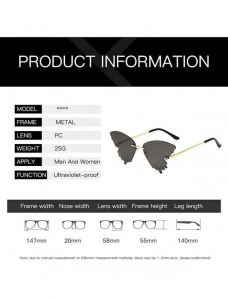 Butterfly Summer Butterfly Sunglasses Gradient Butterfly Shape Frame - E - C1190E5ZMND $9.82