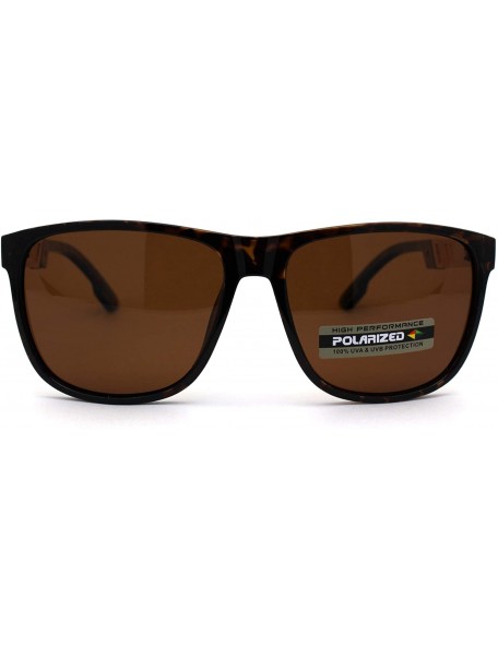 Rectangular Antiglare Polarized Mens Designer Horn Rim Mod Sunglasses - Tortoise Gold Brown - CP196EOQK6Y $11.75