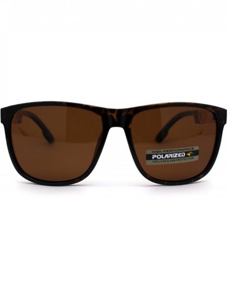 Rectangular Antiglare Polarized Mens Designer Horn Rim Mod Sunglasses - Tortoise Gold Brown - CP196EOQK6Y $11.75