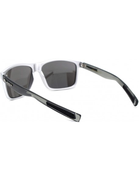 Oversized Oversize Rectangular Sport Horn Rim Mens Sunglasses - Silver Slate Silver Mirror - C9195ZUIY6I $14.96