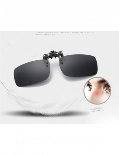 Rectangular Clip On Sunglasses Mens/Womens Flip-Up Polarised Sun Lenses For Driving/Fishing - Color1 - CS18OX4E4OR $8.89