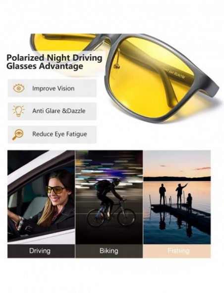 Goggle Night-Vision Glasses for Driving Unbreakable Yellow Polarized Lens Anti-glare Cloudy/Rainy/Foggy/Nighttime - CY18INGY7...