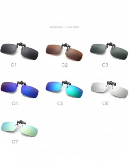 Rectangular Clip On Sunglasses Mens/Womens Flip-Up Polarised Sun Lenses For Driving/Fishing - Color1 - CS18OX4E4OR $8.89