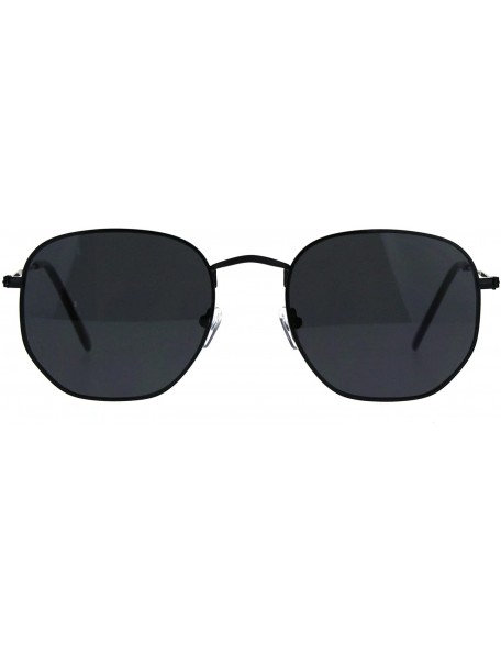 Oversized Classy Vintage Fashion Sunglasses Thin Metal Hexagon Shape Frame UV 400 - Black (Black) - CM1894O6OLW $8.20