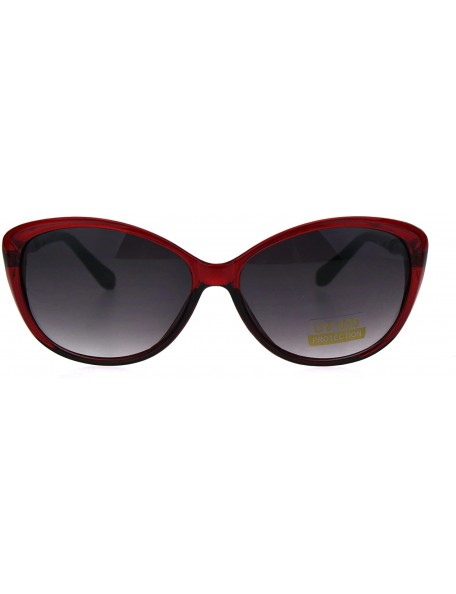 Oversized Womens Oversize Cat Eye Designer Fashion Jewel Arm Sunglasses - Red Smoke - CZ18755LRMX $13.75