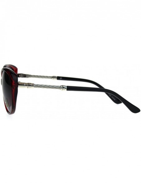 Oversized Womens Oversize Cat Eye Designer Fashion Jewel Arm Sunglasses - Red Smoke - CZ18755LRMX $13.75