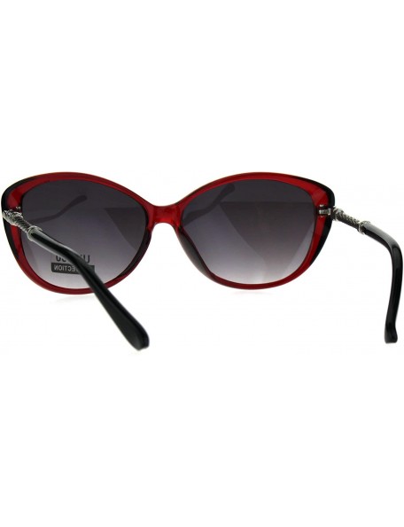 Oversized Womens Oversize Cat Eye Designer Fashion Jewel Arm Sunglasses - Red Smoke - CZ18755LRMX $13.75