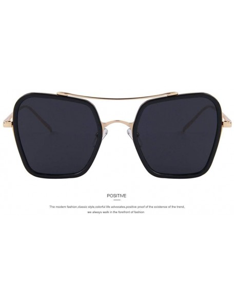 Square Fashion Women Square Sunglasses Double Bridge Design Summer Sunglasses C04 Blue - C01 Black - CF18YQN7I43 $10.88