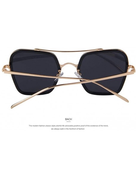 Square Fashion Women Square Sunglasses Double Bridge Design Summer Sunglasses C04 Blue - C01 Black - CF18YQN7I43 $10.88