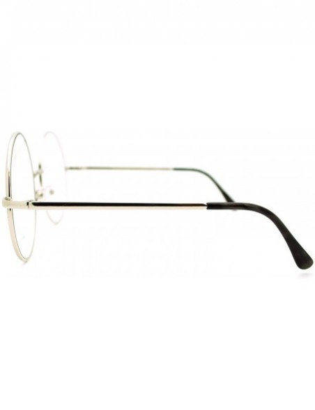 Oversized Oversize Large Hippie Round Circle Len Clear Lens Glasses - Silver - CM12M1U5KJT $11.20