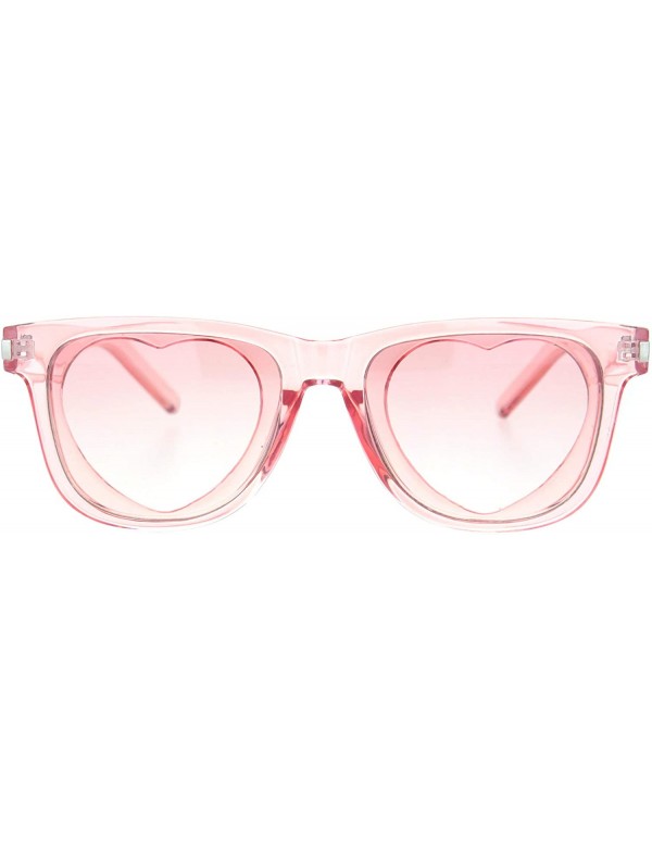 Square Classic Square Sunglasses Heart Shape Cutout Lens Translucent Colors UV 400 - Pink (Pink) - C3195EZQG0M $12.95