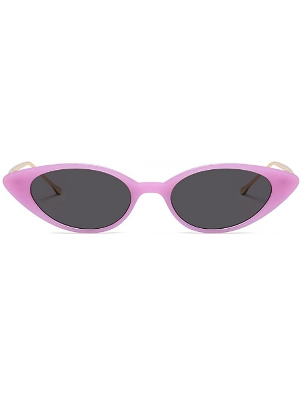 Goggle Unisex Vintage Slender Oval Sunglasses Small Metal Frame lens eyewear - Citron Purple - CL18DTTZIRX $9.36