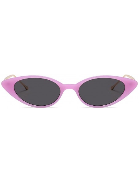 Goggle Unisex Vintage Slender Oval Sunglasses Small Metal Frame lens eyewear - Citron Purple - CL18DTTZIRX $9.36