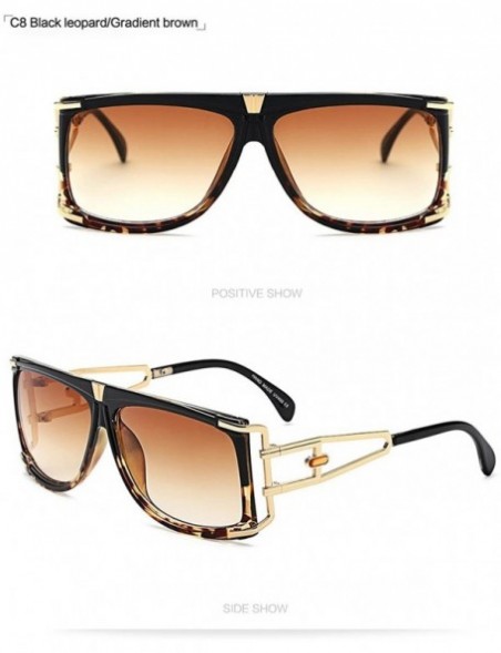 Square Vintage SQUARE Sunglasses Women Brand Designer Fashion Oversized Retro 997239Y - Black Leopard - CM184YLGRT2 $15.62