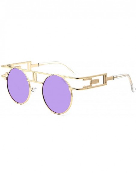 Oversized Women Men Round Sunglasses Retro Vintage Steampunk Style Mirror Reflective Circle lens - CW1820N3K8D $9.61