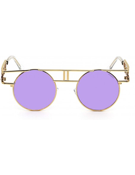 Oversized Women Men Round Sunglasses Retro Vintage Steampunk Style Mirror Reflective Circle lens - CW1820N3K8D $9.61