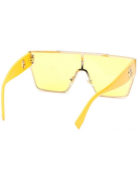 Rectangular Cassic flat top sunglasses for men women retro oversized sunglasses see through lens - 1 - CY199LELXMH $19.35