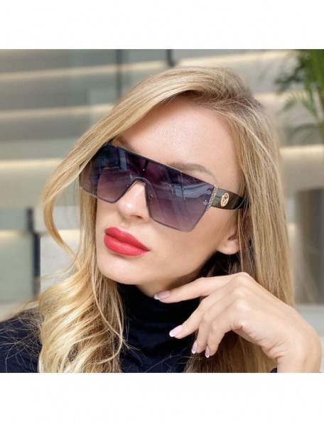 Rectangular Cassic flat top sunglasses for men women retro oversized sunglasses see through lens - 1 - CY199LELXMH $19.35