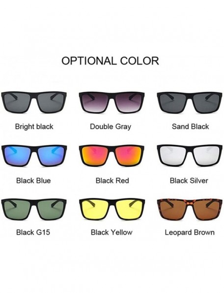 Square Black Square Sunglasses Men Women Mirror Lady Glasses UV400 Driving Sun Glasses Male Eyewear - Bright Black - CJ198XIM...