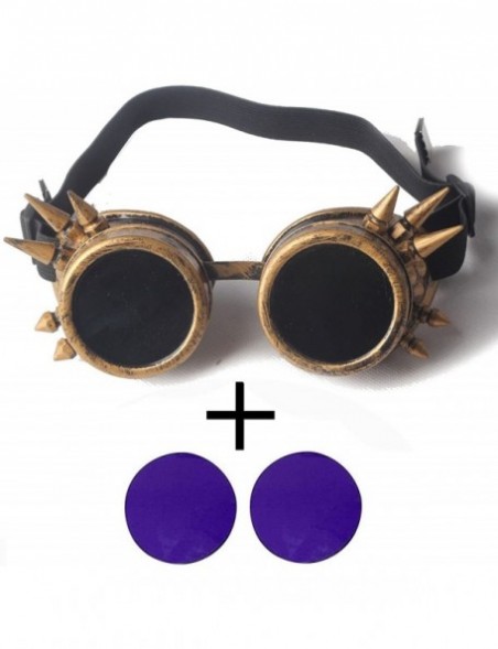 Goggle Spiked Kaleidoscope Glasses Elastic Band Steampunk Goggle Glasses Cosplay - Purple - CZ18SYC5DZA $9.16