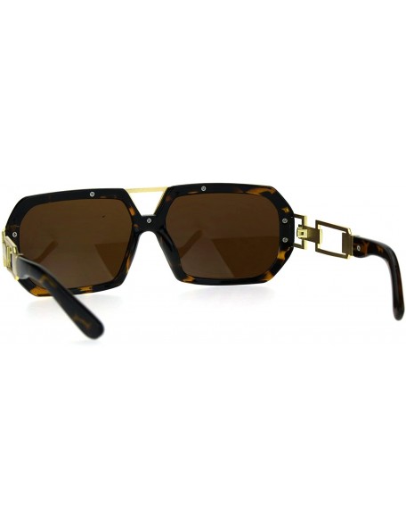 Rectangular Mens Designer Fashion Sunglasses Flat Top Rectangular Stylish Shades UV 400 - Tortoise Gold - C7187RLM6LQ $11.86