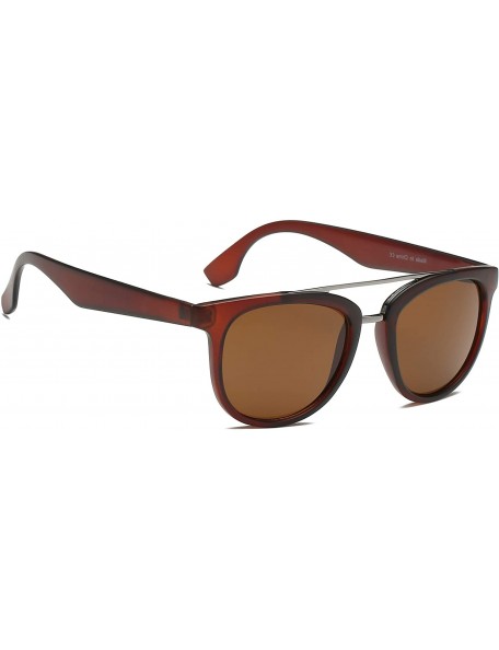 Oversized Retro Classic Brow-Bar Round Round Fashion Sunglasses for Men and Women - Brown - CI18IS4W5MY $10.96