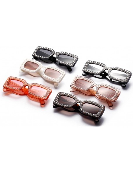 Square Fashion Women Pearl Square Frame Shades Sunglasses Integrated UV 400 Glasses (C) - C - CK18E4T57G9 $10.72