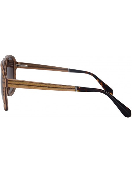 Square Oversized Wood Sunglasses for Men Designed in Switzerland Mirror Lenses-SH73002 - Zebra - C812GG031I7 $33.67