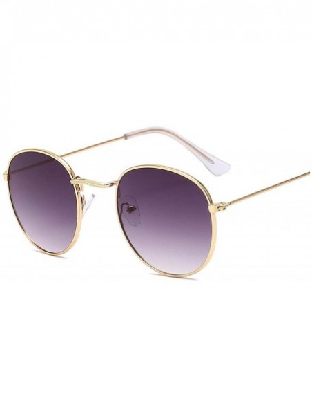 Oversized Classic Small Frame Round Sunglasses Women/Men Alloy Mirror Sun Glasses Vintage Modis Oculos - Gold Gradient Gray -...