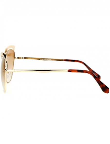 Cat Eye Womens Mirrored Mirror Lens Metal Cat Eye Diva Retro Sunglasses - Gold Brown - C612DST6LC7 $15.54