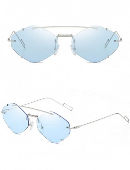 Rimless RNUYKE Cat Eye Small Sunglasses Clear Tinted Lens Triangle Metal Party Eyeglasses Women - CO18Z36WM3L $11.62