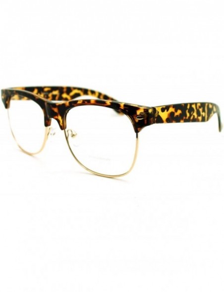 Wayfarer Classic Retro Nerdy Geek Half Rim Horned Horned Eye Glasses - Tortoise - CS11YFDZXON $12.31